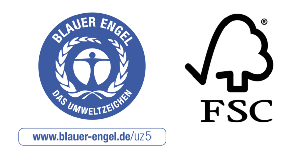 Zertifikate Logos Blauer Engel, FSC